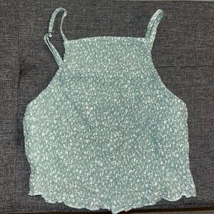 XS Hollister Co. Scrunched Green Floral Crop Cami